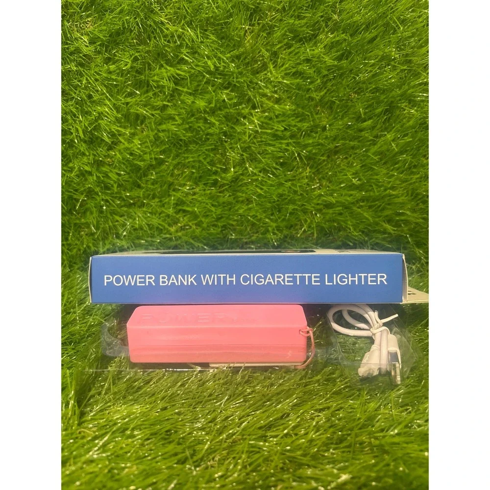 Pink 2-in-1 Power Bank with Flameless Cigarette Lighter 2600mAh PBL-1201